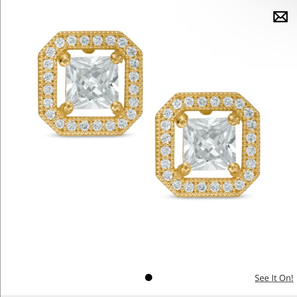 Gold Square Diamond Earrings